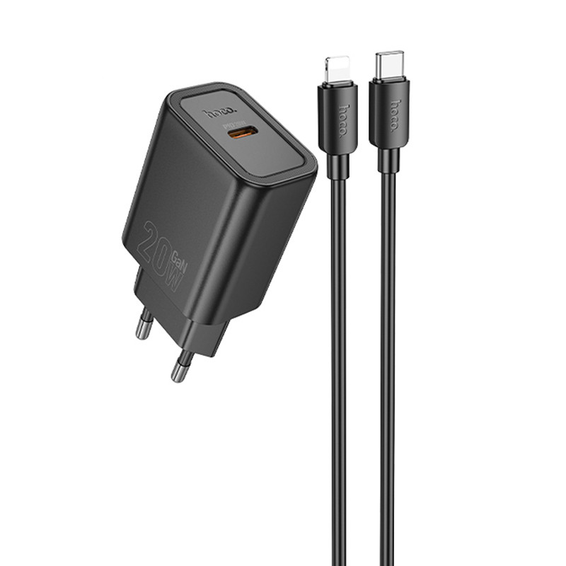 МЗП Hoco N60 Gentle PD20W (1USB-C) + кабель Type-C to Lightning на малюнкі №1