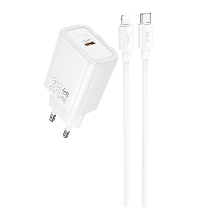 МЗП Hoco N60 Gentle PD20W (1USB-C) + кабель Type-C to Lightning на малюнкі №1