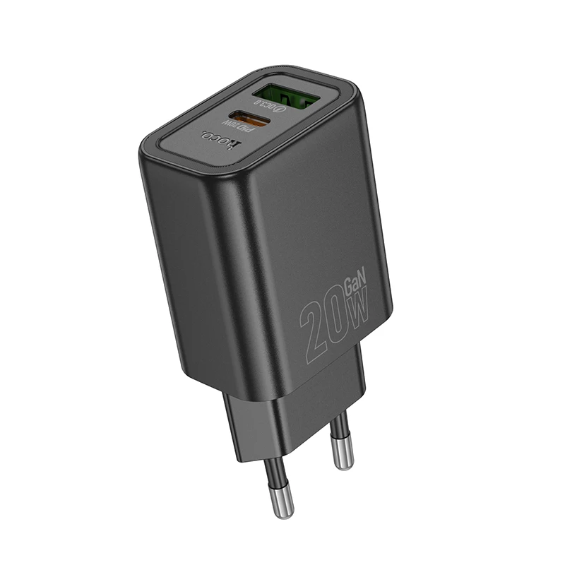 СЗУ Hoco N61 Gentle PD20W+QC3.0 (1USB-A/1C) + кабель Type-C to Lightning, Black 2, купить оптом с доставкой