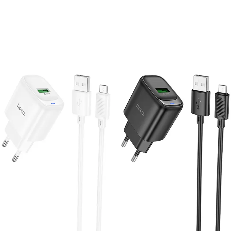 СЗУ Hoco C140A Smart QC3.0 18W (1USB-A) + кабель USB to MicroUSB, купить оптом с доставкой