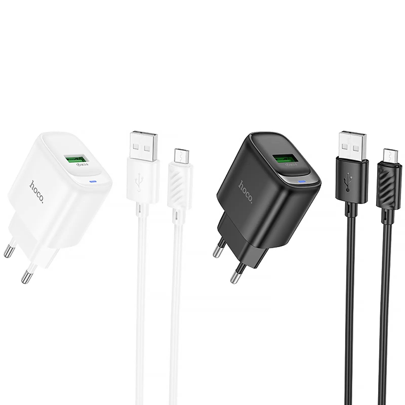 СЗУ Hoco C140A Smart QC3.0 18W (1USB-A) + кабель USB to MicroUSB, купить оптом с доставкой
