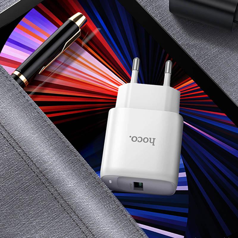 МЗП Hoco C140A Smart QC3.0 18W (1USB-A) + кабель USB to MicroUSB на малюнкі №4