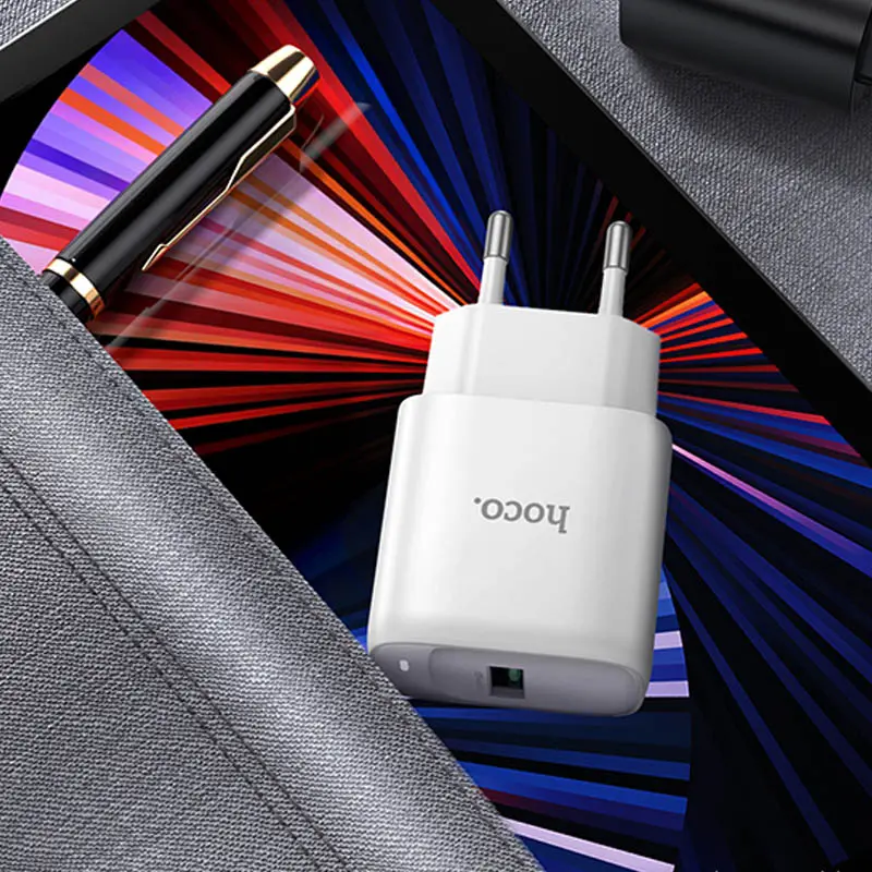 СЗУ Hoco C140A Smart QC3.0 18W (1USB-A) + кабель USB to MicroUSB, White 3, купить оптом с доставкой