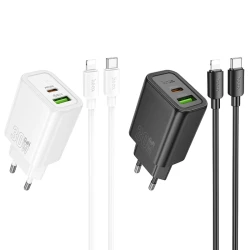 МЗП Hoco N63 Gentle PD30W+QC3.0 (1USB-A/1C) + кабель Type-C to Lightning