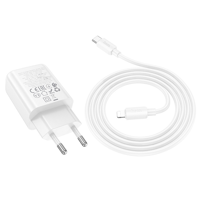 МЗП Hoco N63 Gentle PD30W+QC3.0 (1USB-A/1C) + кабель Type-C to Lightning на малюнкі №2