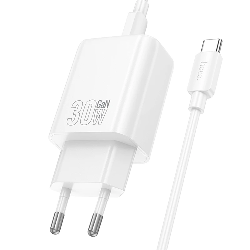 СЗУ Hoco N62 Gentle PD30W (1USB-C) + кабель Type-C to Type-C, White 1, купить оптом с доставкой