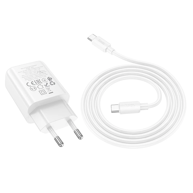 СЗУ Hoco N62 Gentle PD30W (1USB-C) + кабель Type-C to Type-C, White 3, купить оптом с доставкой
