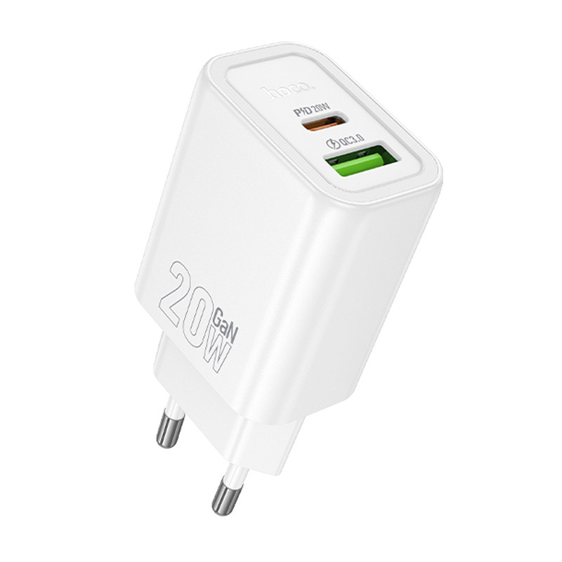 МЗП Hoco N61 Gentle PD20W+QC3.0 (1USB-A/1C) + кабель Type-C to Lightning на малюнкі №4