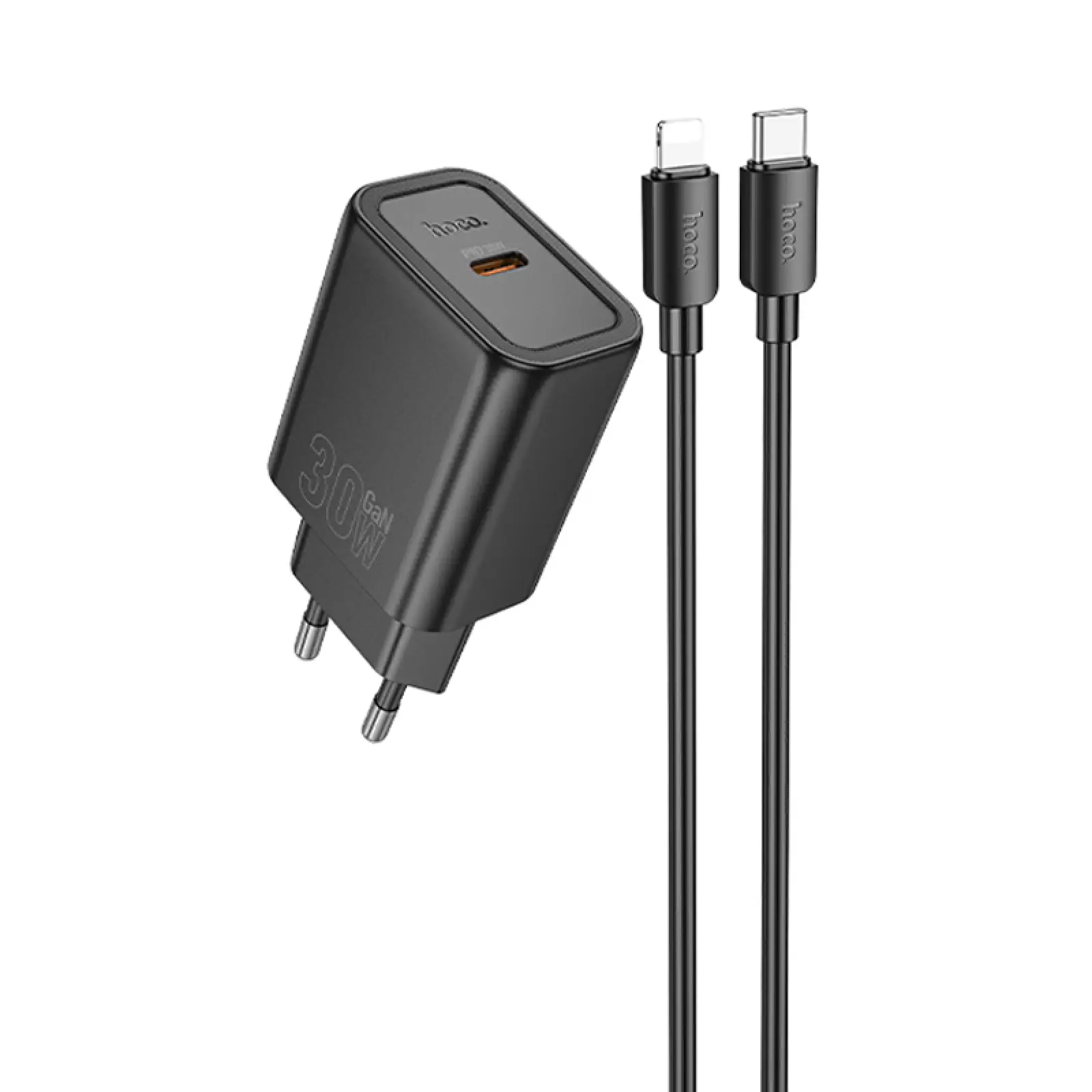 СЗУ Hoco N62 Gentle PD30W (1USB-C) + кабель Type-C to Lightning, Black, купить оптом с доставкой