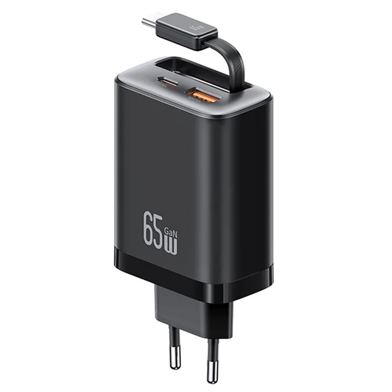 МЗП Usams US-CC299 GaN With Retractable Type-C Cable Xiang Ser. 65W (1USB-A/1C) на малюнкі №1
