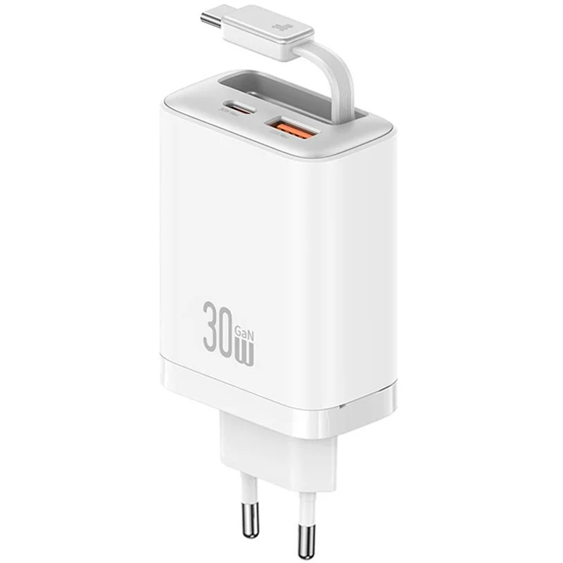 МЗП Usams US-CC296 GaN With Retractable Type-C Cable Xiang Ser. 30W (1USB-A/1C) на малюнкі №1