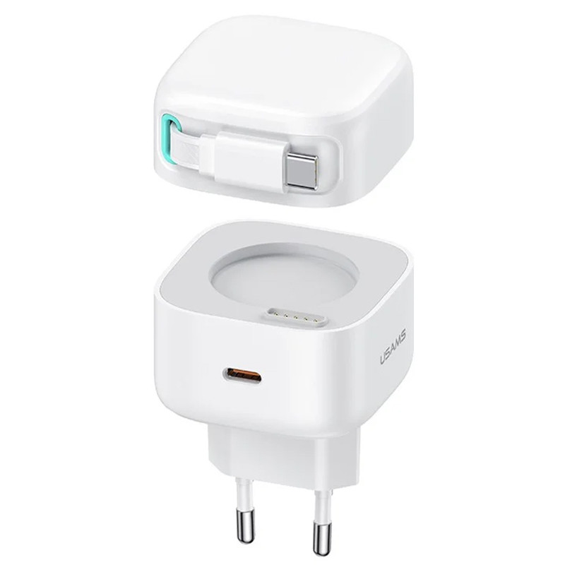 МЗП Usams US-CC202 GaN With Type-C Magnetic Retractable Cable Module XMF Ser. 35W (2USB-C) на малюнкі №1