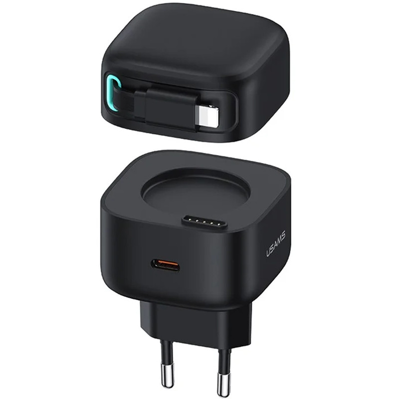 МЗП Usams US-CC209 GaN With Lightning Magnetic Retractable Cable Module XMF Ser. 35W (2USB-C) на малюнкі №1