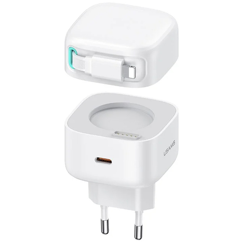 МЗП Usams US-CC209 GaN With Lightning Magnetic Retractable Cable Module XMF Ser. 35W (2USB-C) на малюнкі №1