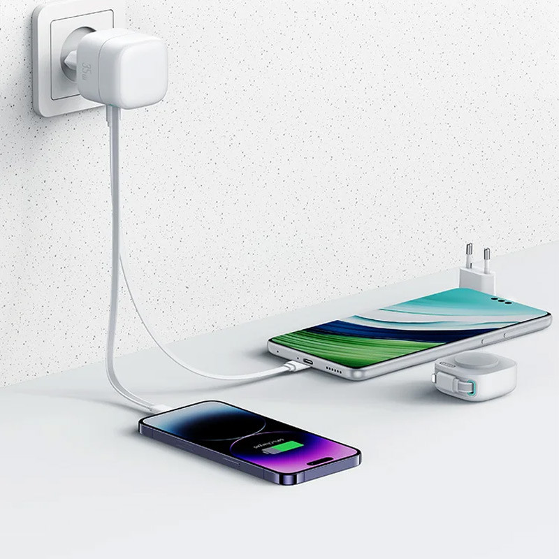 МЗП Usams US-CC209 GaN With Lightning Magnetic Retractable Cable Module XMF Ser. 35W (2USB-C) на малюнкі №3