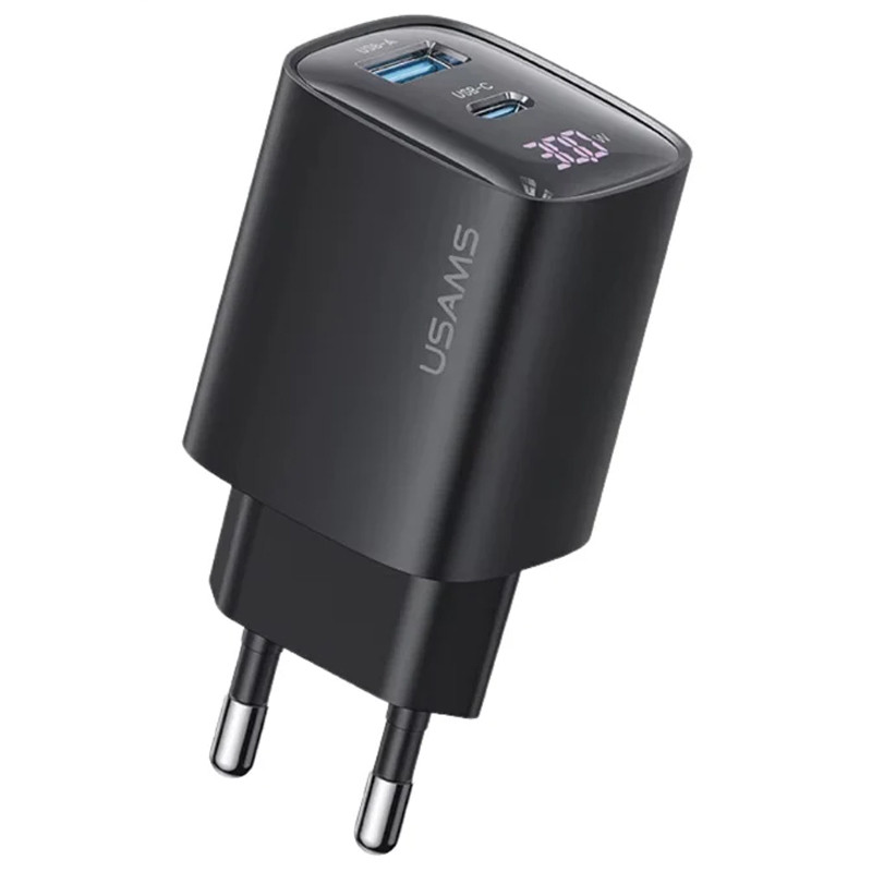 МЗП Usams US-CC229 GaN Digital Display XC Ser. 30W (1USB-A/1C) на малюнкі №1