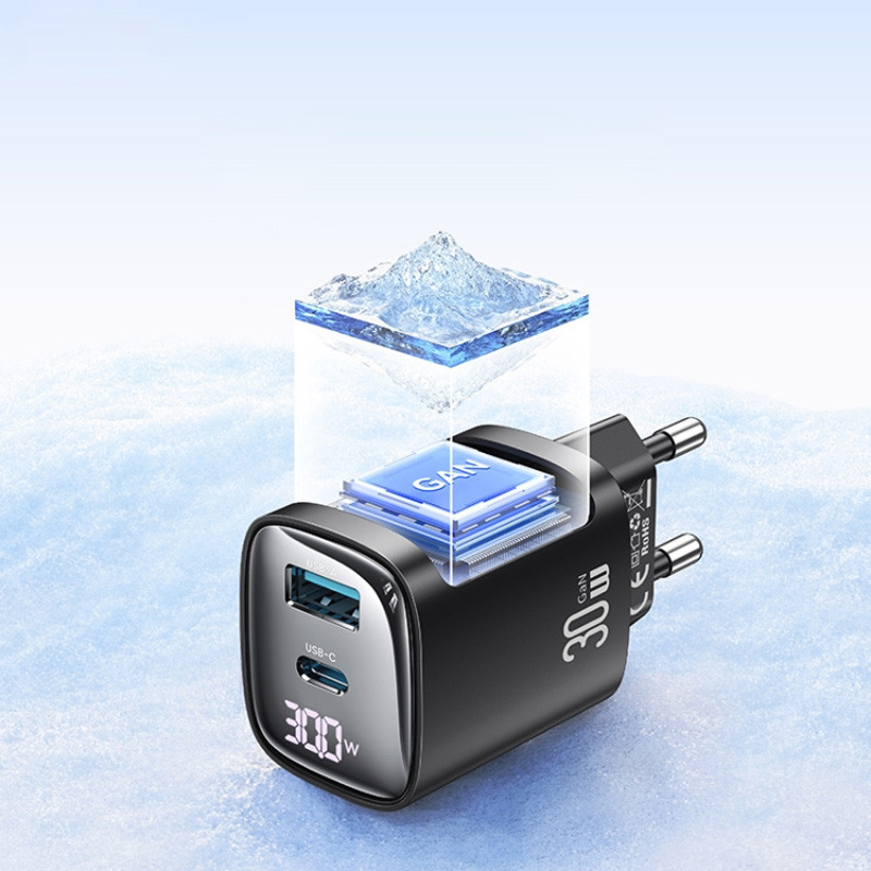 МЗП Usams US-CC229 GaN Digital Display XC Ser. 30W (1USB-A/1C) на малюнкі №4