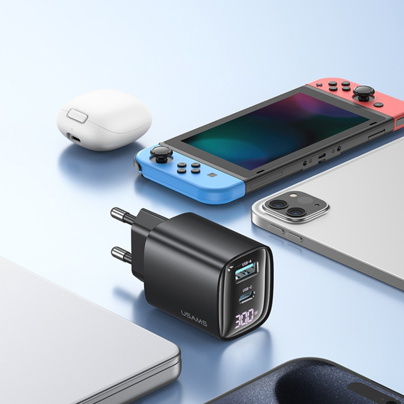 МЗП Usams US-CC229 GaN Digital Display XC Ser. 30W (1USB-A/1C) на малюнкі №7
