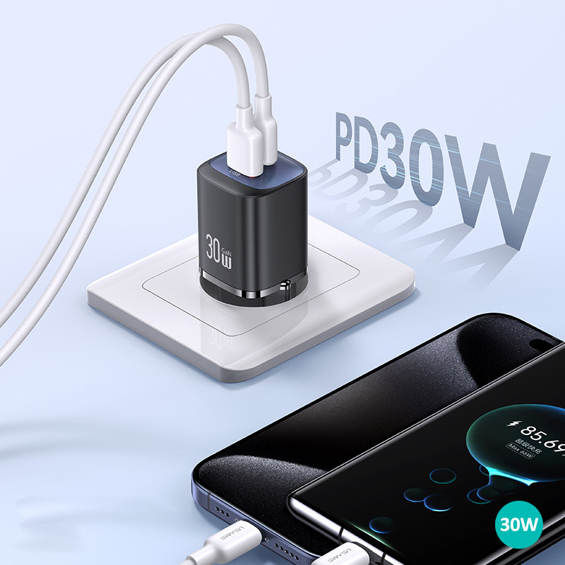 МЗП Usams US-CC254 GaN HC Ser. 30W (1USB-A/1C) на малюнкі №2