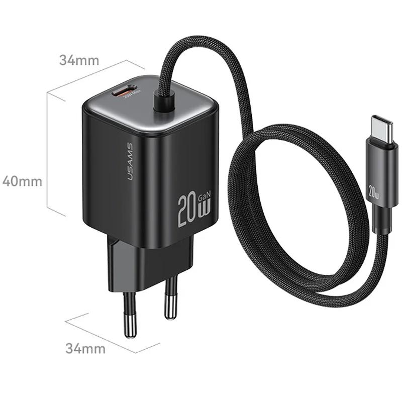 МЗП Usams US-CC261 GaN JC Ser. 20W (2USB-C) + кабель Type-C to Type-C на малюнкі №3