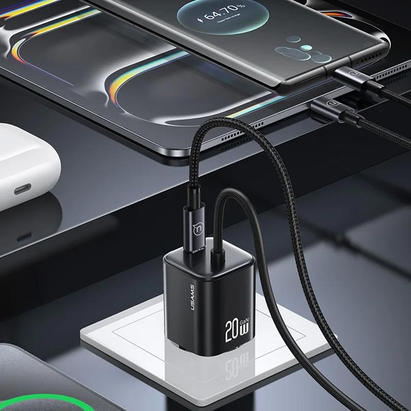 МЗП Usams US-CC261 GaN JC Ser. 20W (2USB-C) + кабель Type-C to Type-C на малюнкі №5