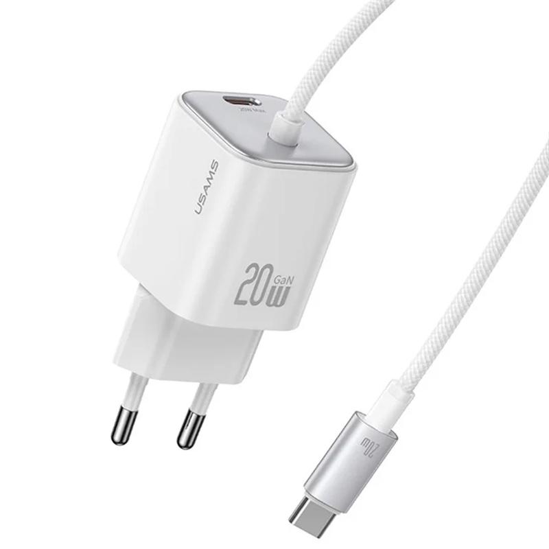 МЗП Usams US-CC261 GaN JC Ser. 20W (2USB-C) + кабель Type-C to Type-C на малюнкі №1