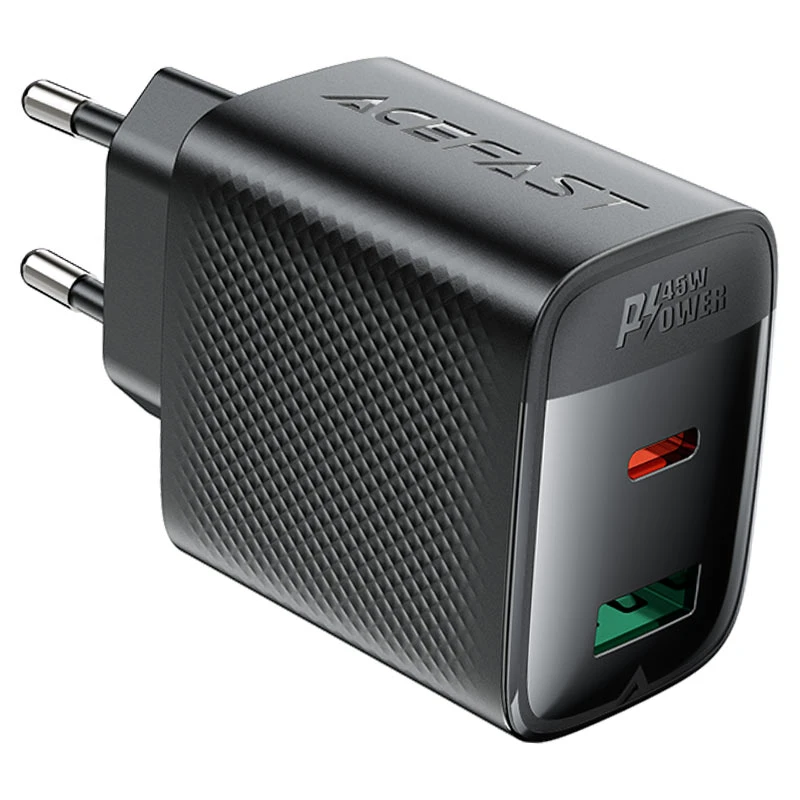 МЗП Acefast A106 GaN PD45W (1USB-A/1C), Black 1, купити оптом з доставкою
