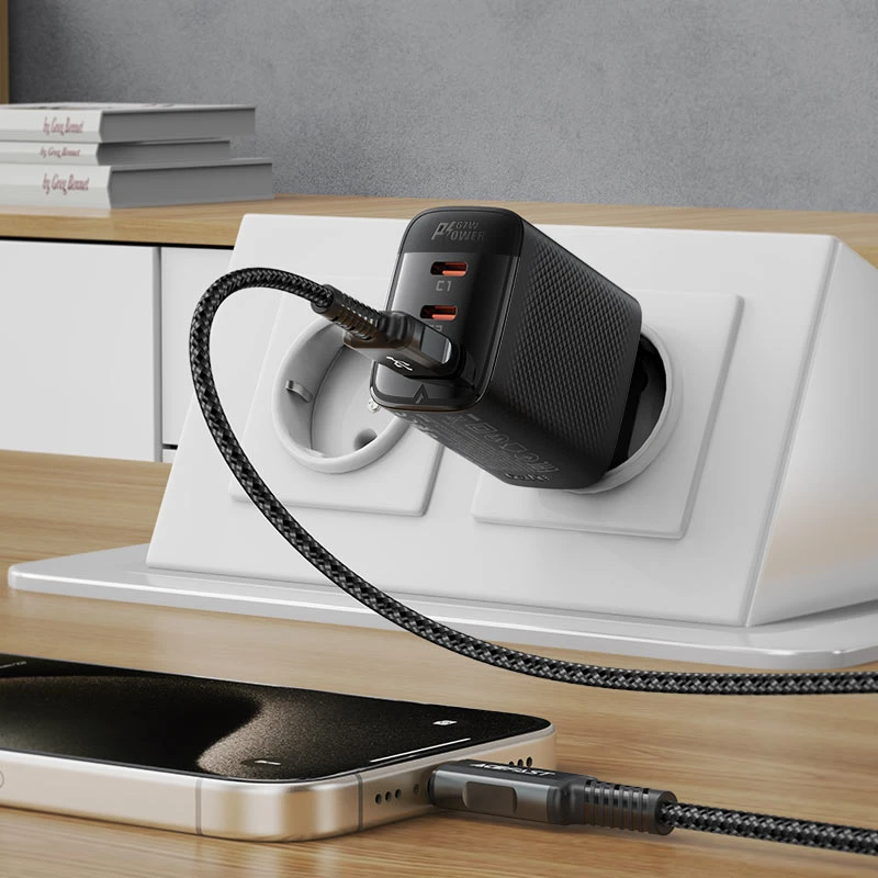 МЗП Acefast A108 GaN PD67W (1USB-A/2C), Black 4, купити оптом з доставкою