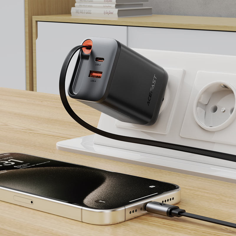 МЗП Acefast A111 GaN With Retractable Cable Type-C PD67W (1USB-A/1C) на малюнкі №4