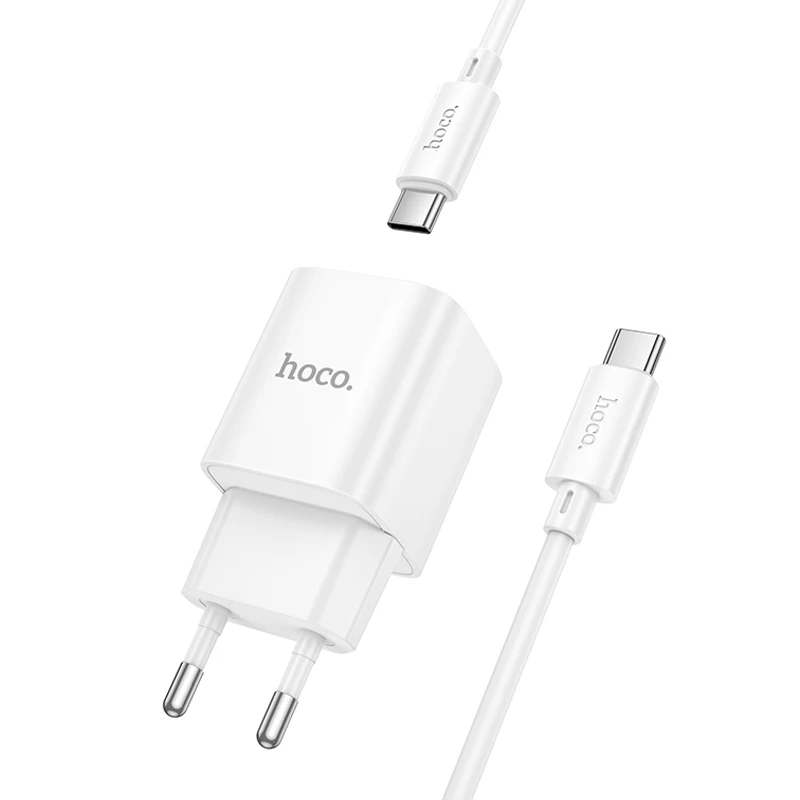 СЗУ Hoco C146A Charm PD20W (1USB-C) + кабель Type-C to Type-C, White 3, купить оптом с доставкой