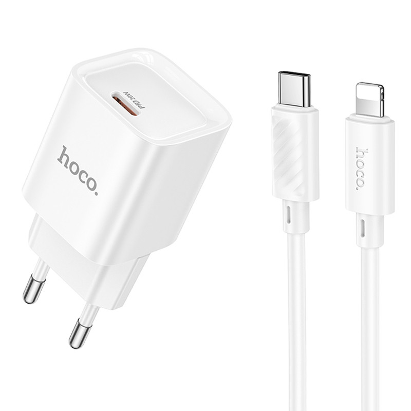 МЗП Hoco C146A Charm PD20W (1USB-C) + кабель Type-C to Lightning на малюнкі №1