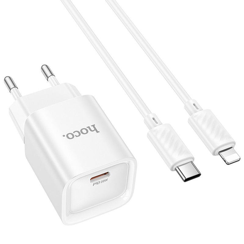 МЗП Hoco C146A Charm PD20W (1USB-C) + кабель Type-C to Lightning на малюнкі №2