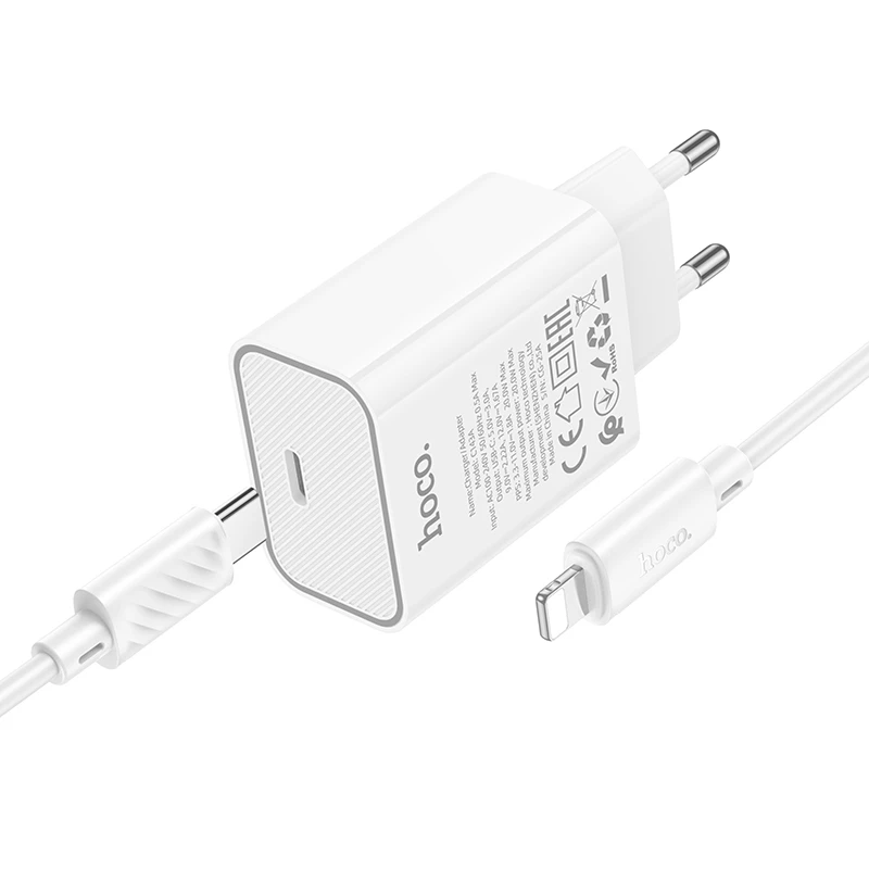 МЗП Hoco C143A Benefit PD20W (1USB-C) + кабель Type-C to Lightning, White 1, купити оптом з доставкою