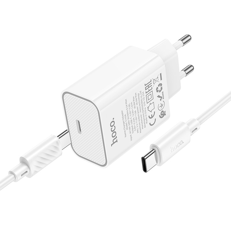 МЗП Hoco C143A Benefit PD20W (1USB-C) + кабель Type-C to Type-C на малюнкі №3