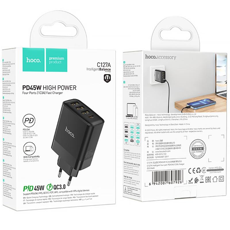 МЗП Hoco C127A Intelligent PD45W (3USB-A/1C) на малюнкі №6
