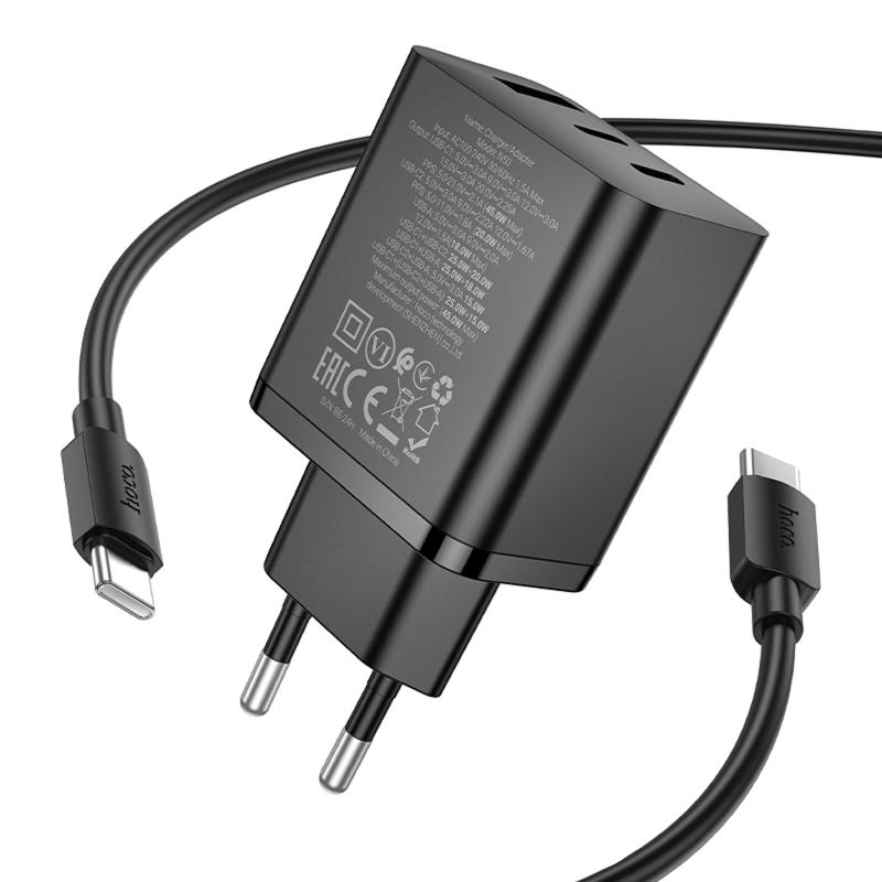 МЗП Hoco N50 Scenery PD45W (1USB-A/2C) + кабель Type-C to Type-C на малюнкі №2
