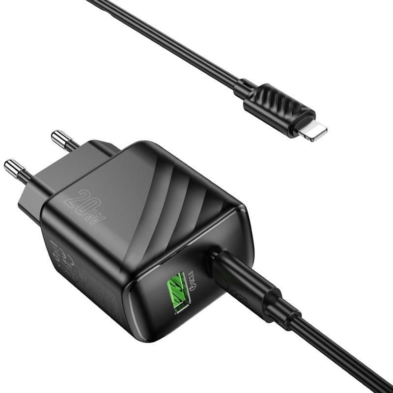 МЗП Hoco CS25A Rico PD20W+QC3.0 (1USB-A/1C) + кабель Type-C to Lightning на малюнкі №2