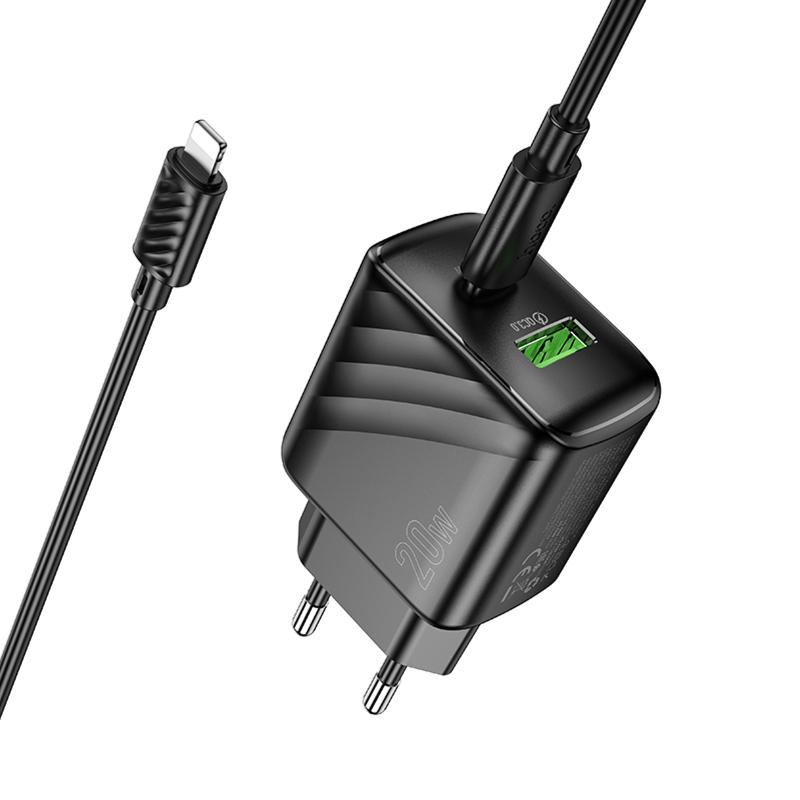 МЗП Hoco CS25A Rico PD20W+QC3.0 (1USB-A/1C) + кабель Type-C to Lightning на малюнкі №5