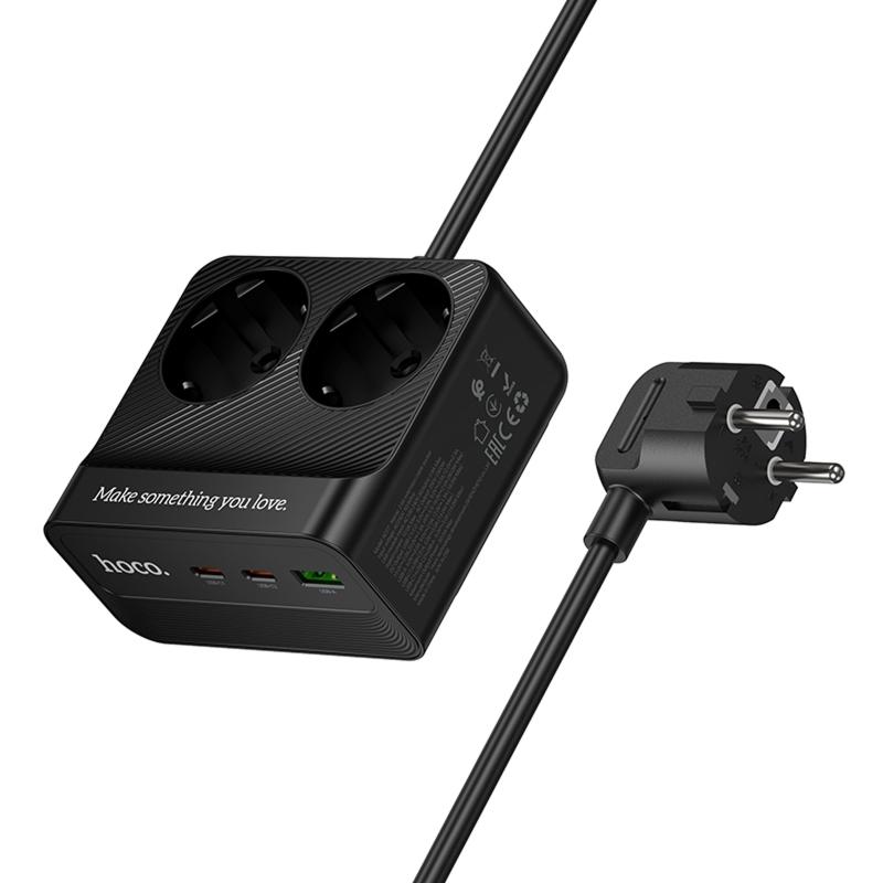 Подовжувач Hoco AC27 Descanso (PD30W/2C/1A/2xSocket) (2m) на малюнкі №3