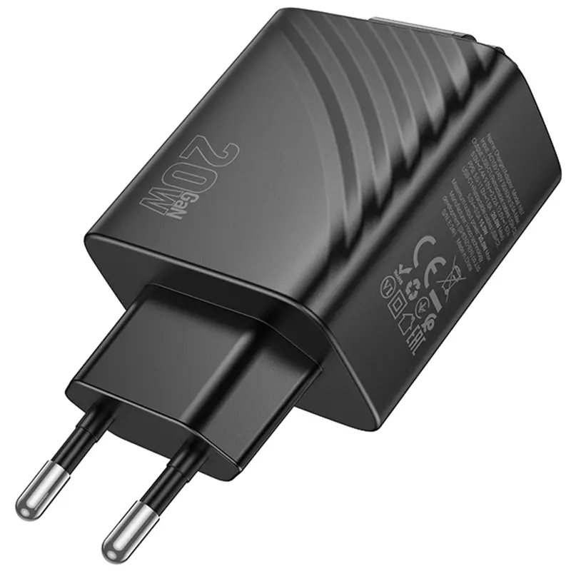 МЗП Hoco N57 Full PD20W with retractable cable Type-C (2USB-C), Black 1, купити оптом з доставкою
