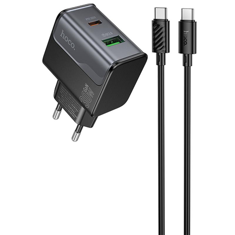 МЗП Hoco CS73A Star Speed PD30W+QC3.0 (1USB-A/1C) + кабель Type-C to Type-C на малюнкі №1