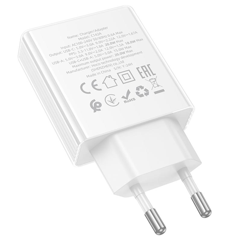 МЗП Hoco C142A Direct PD20W+QC3.0 (1USB-A/1C) на малюнкі №4