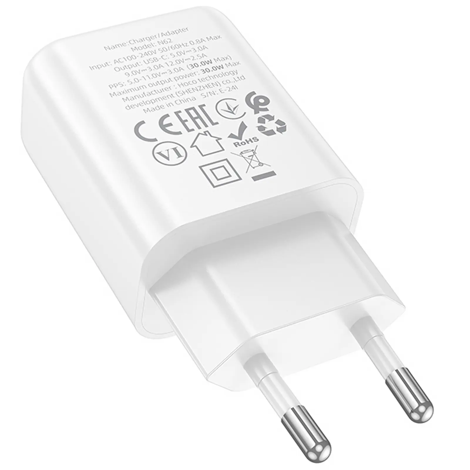 МЗП Hoco N62 Gentle PD30W (1USB-C), White 1, купити оптом з доставкою