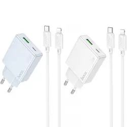 СЗУ Hoco C142A Direct PD20W+QC3.0 (1USB-A/1C) + кабель Type-C to Lightning