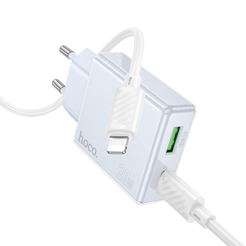 МЗП Hoco C142A Direct PD20W+QC3.0 (1USB-A/1C) + кабель Type-C to Lightning на малюнкі №2