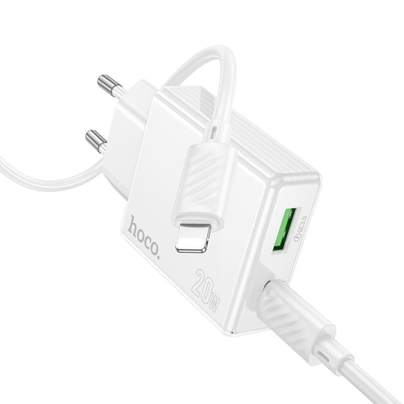 МЗП Hoco C142A Direct PD20W+QC3.0 (1USB-A/1C) + кабель Type-C to Lightning на малюнкі №2