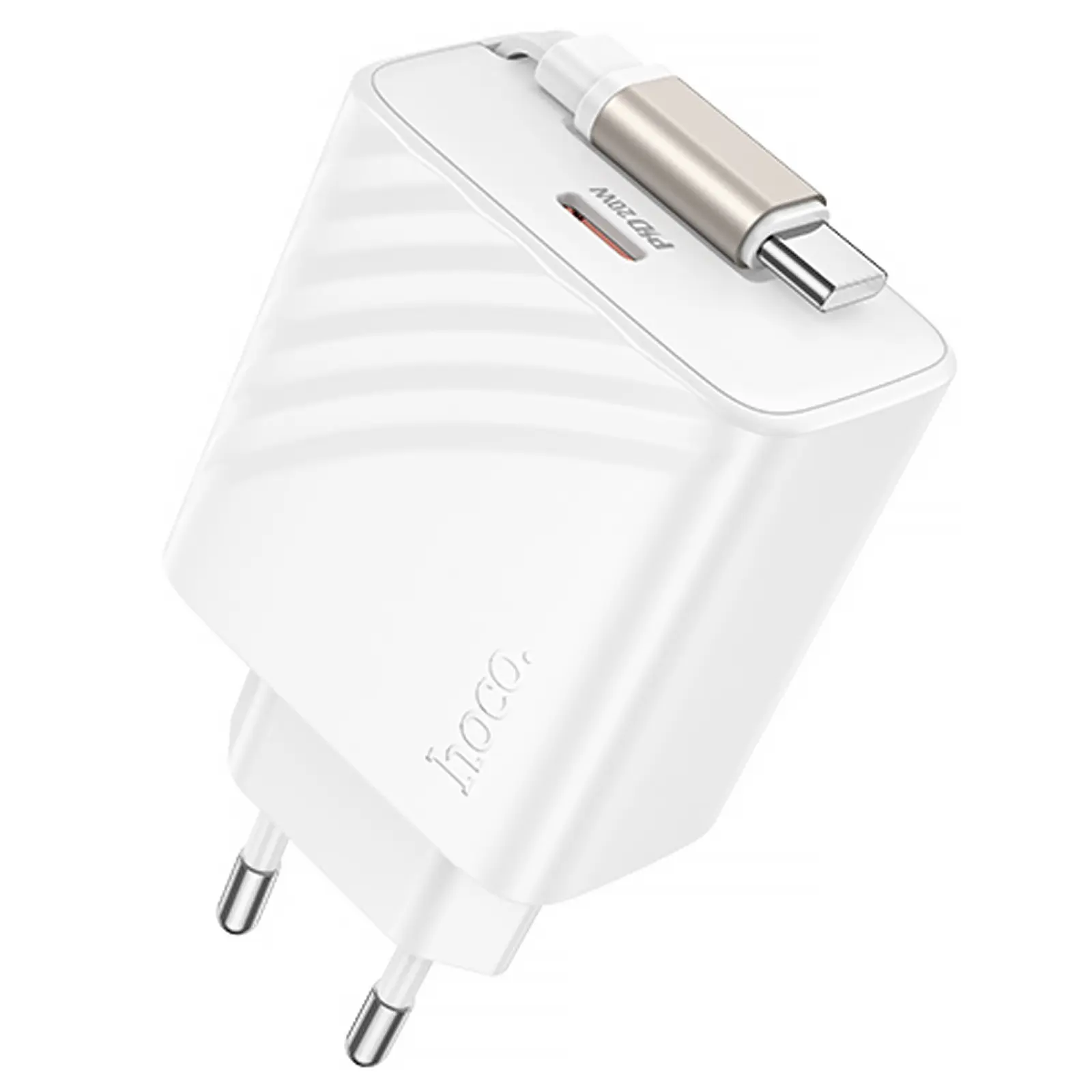 МЗП Hoco N57 Full PD20W with retractable cable Type-C (2USB-C), White, купити оптом з доставкою