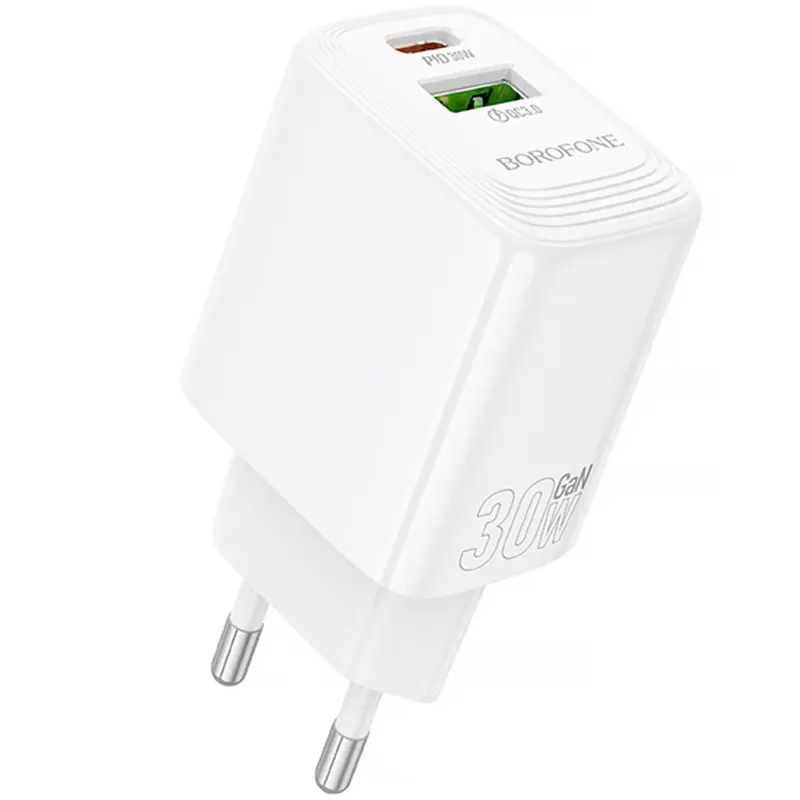 СЗУ Borofone BN29 Fuente PD30W+QC3.0 (1USB-A/1C), White, купить оптом с доставкой
