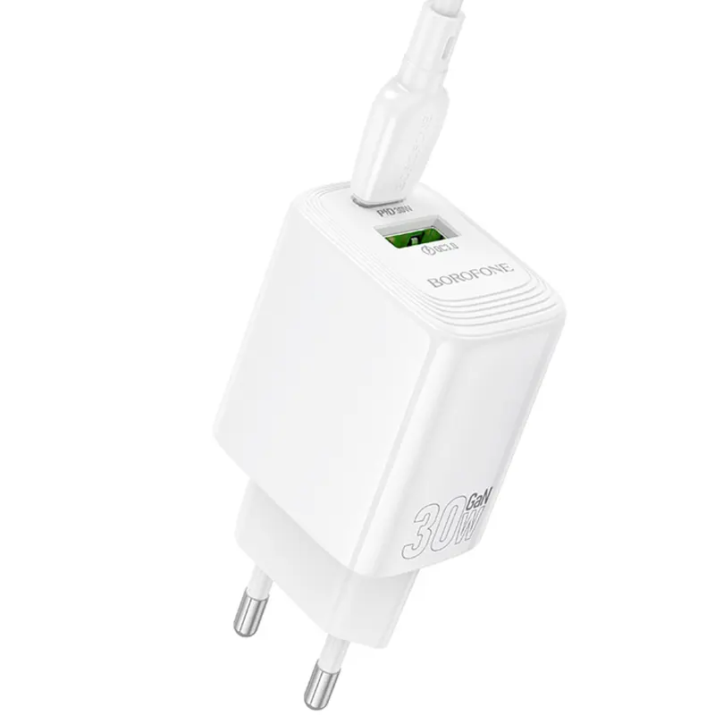 СЗУ Borofone BN29 Fuente PD30W+QC3.0 (1USB-A/1C), White 2, купить оптом с доставкой