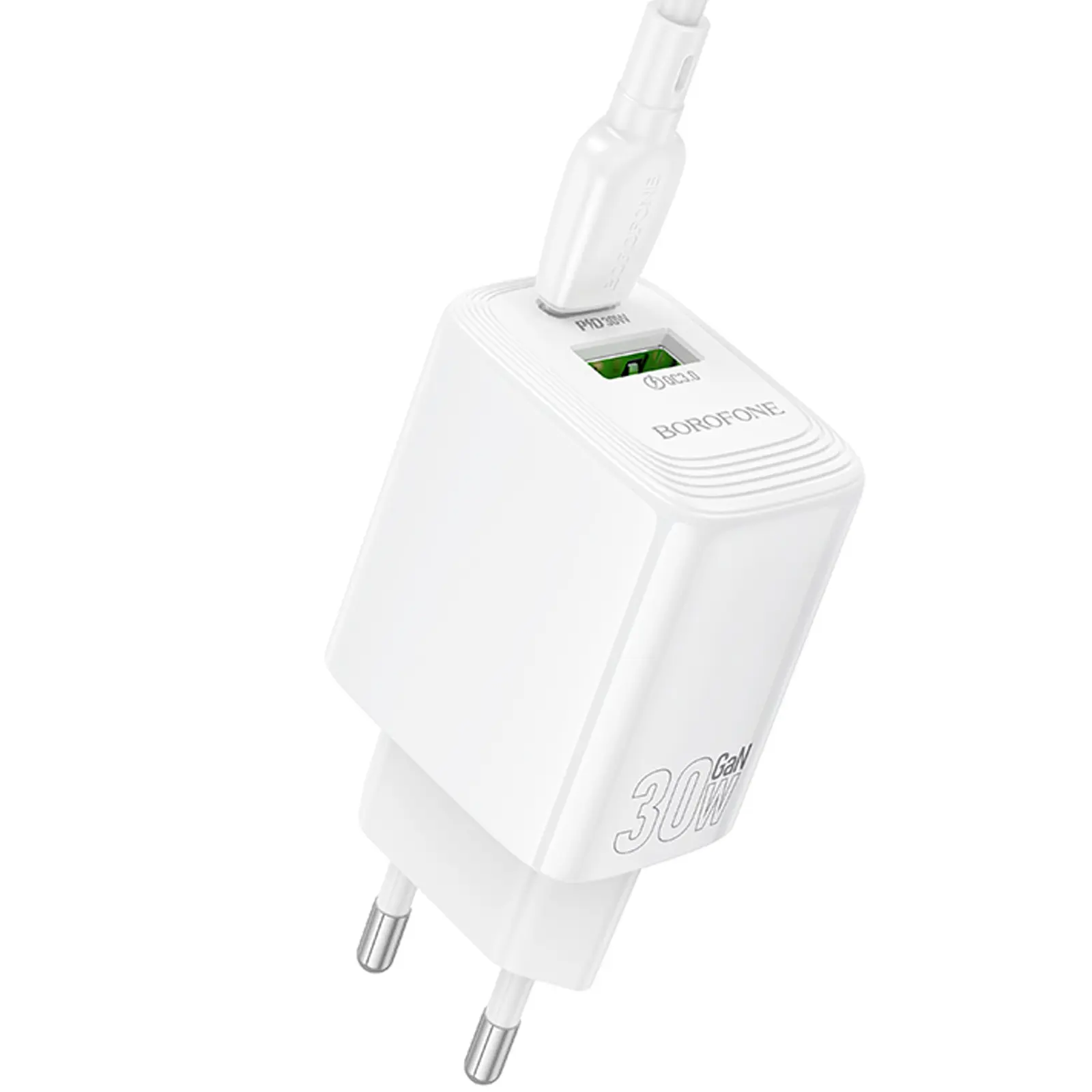 СЗУ Borofone BN29 Fuente PD30W+QC3.0 (1USB-A/1C), White 2, купить оптом с доставкой